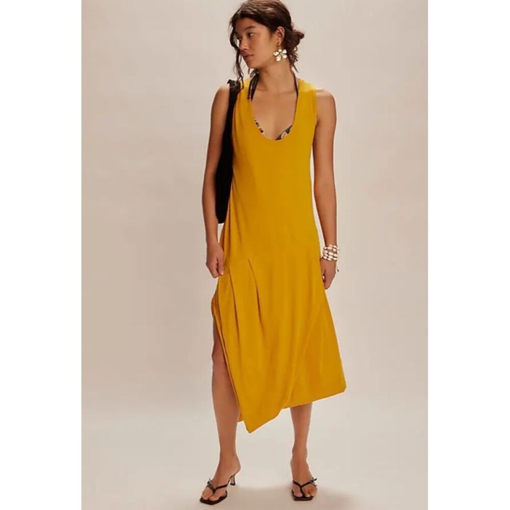 Free People Free-est Monika Midi Dress Asymmetrical Draped Sleeveless M 284269